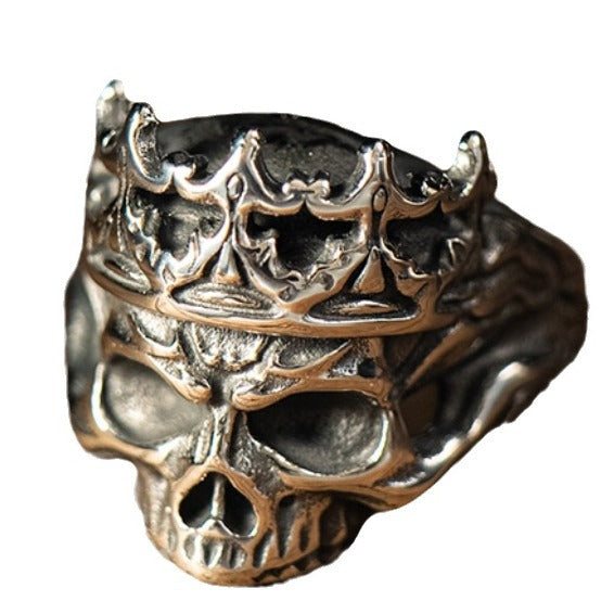 Women's & Men's Monarch Dark Palace Skull Retro Distressed Ring