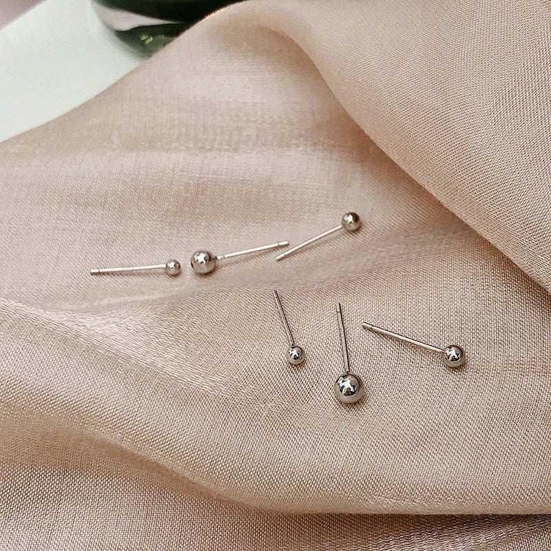 Women's & Men's Sier Needle Compact Mini Beanie For Simple Stud Earrings