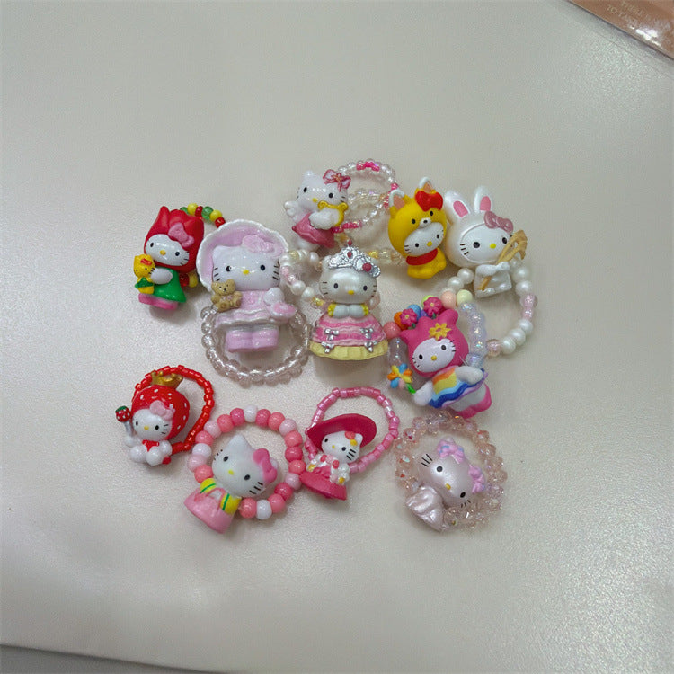 Flowers Cat Sweet Girly Trendy Cool Ring