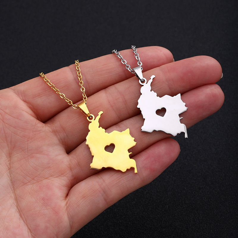 Simple Columbia Glossy Heart Stainless Steel Pendants