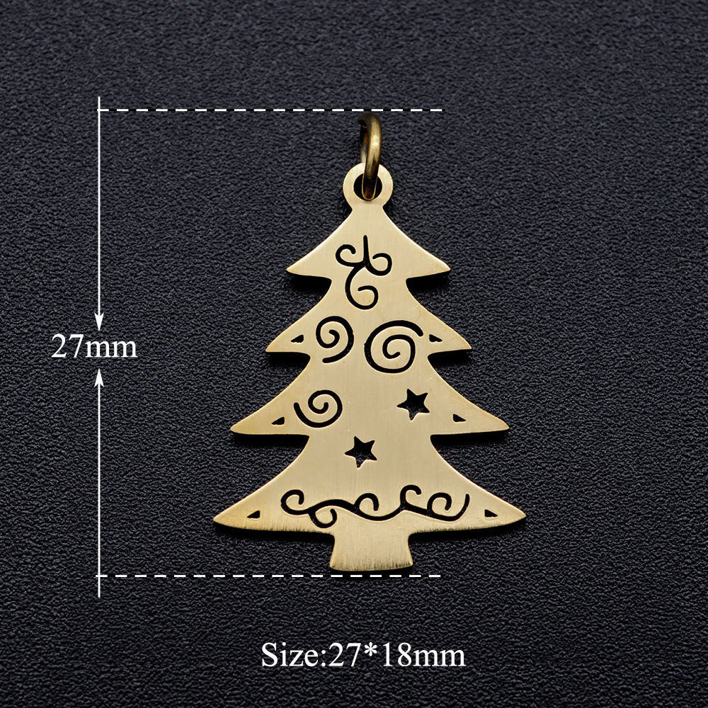 Tree Christmas Titanium Steel Lucky Ornament Necklaces