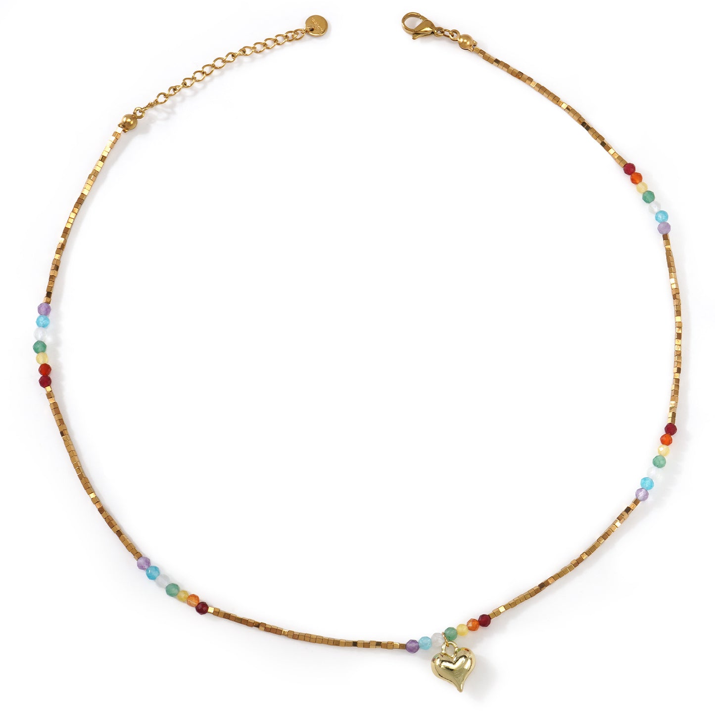 Beaded Double Layer Twin Vacation Style Metal Chain Love Necklaces