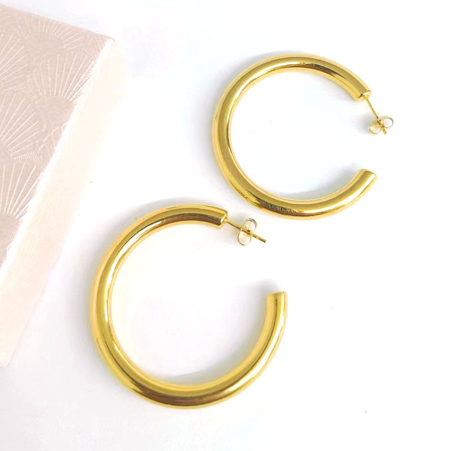 Shaped Stainless Steel Gold High-grade Simple Earrings