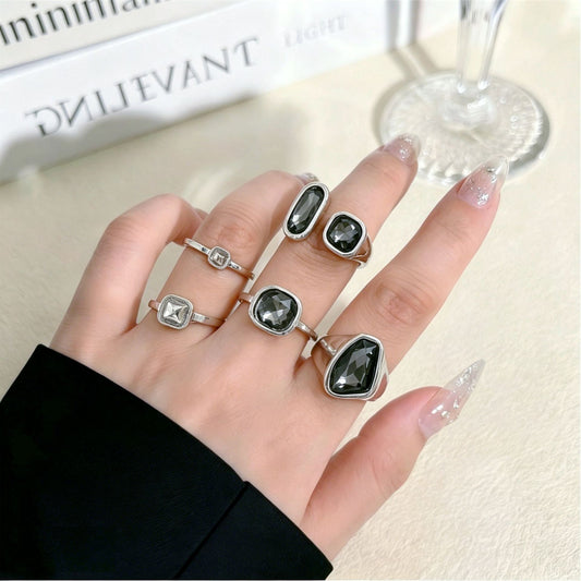 Sier Affordable Luxury Style Irregular Suit Geometric Fashion Design Sense Rings