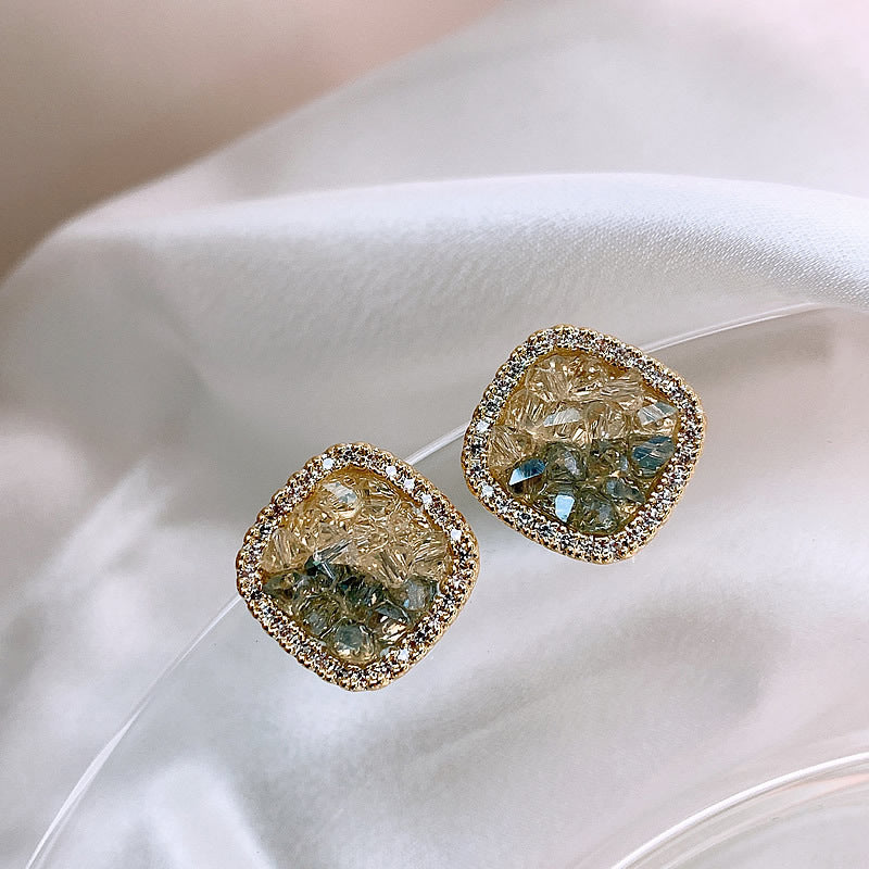 Women's Crystal For Design High-grade Gradient Effect Light Stud Earrings