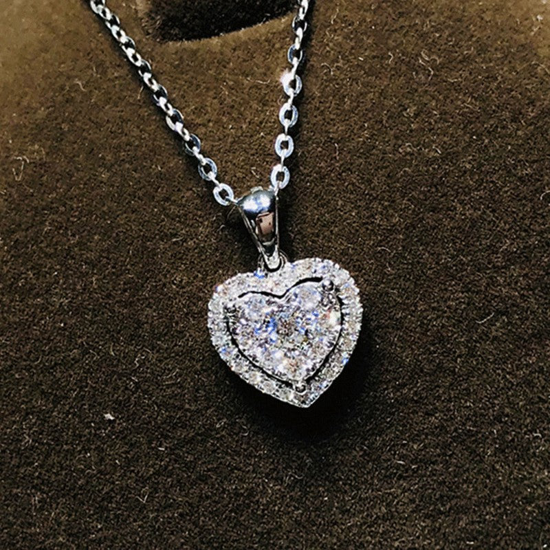 Women's Light Luxury Minority Metal Heart-shaped Zircon Advanced Design Sense Summer Necklaces