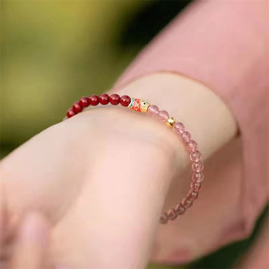 Koi Cinnabar Purple Gold Simple Strawberry Bracelets