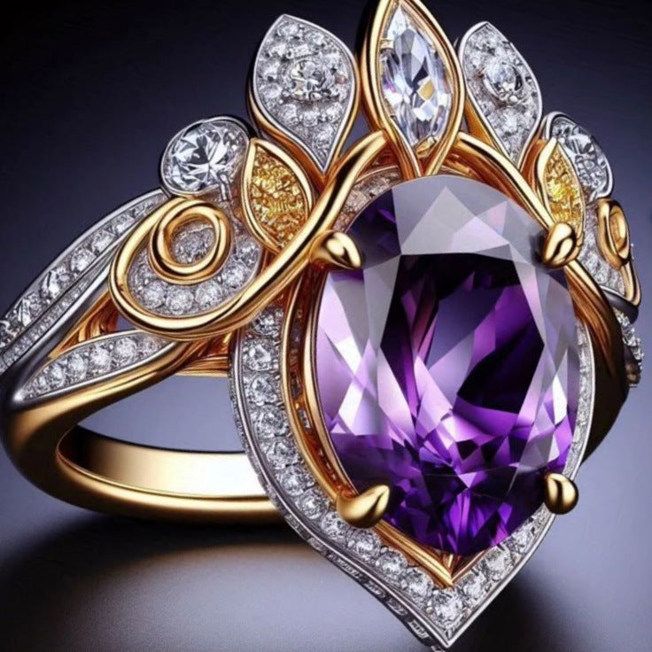 Elegant Vintage Inlaid Zircon Simple Personality Rings