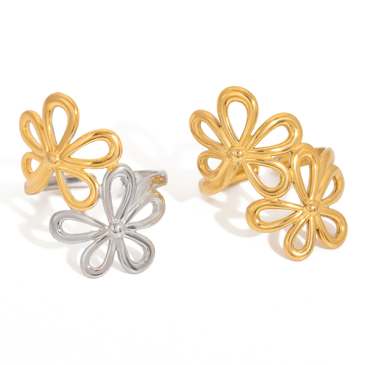 Women's Ding Titanium Steel Flower Light Luxury Ring