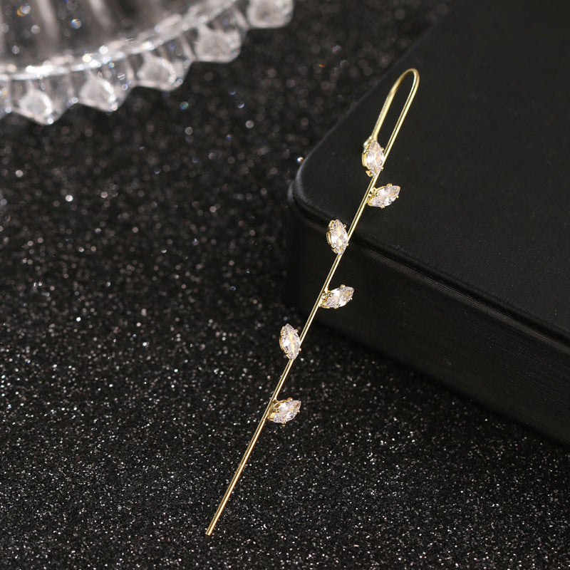 Super Fairy Copper Inlaid Zircon Temperamental Cold Style Earrings
