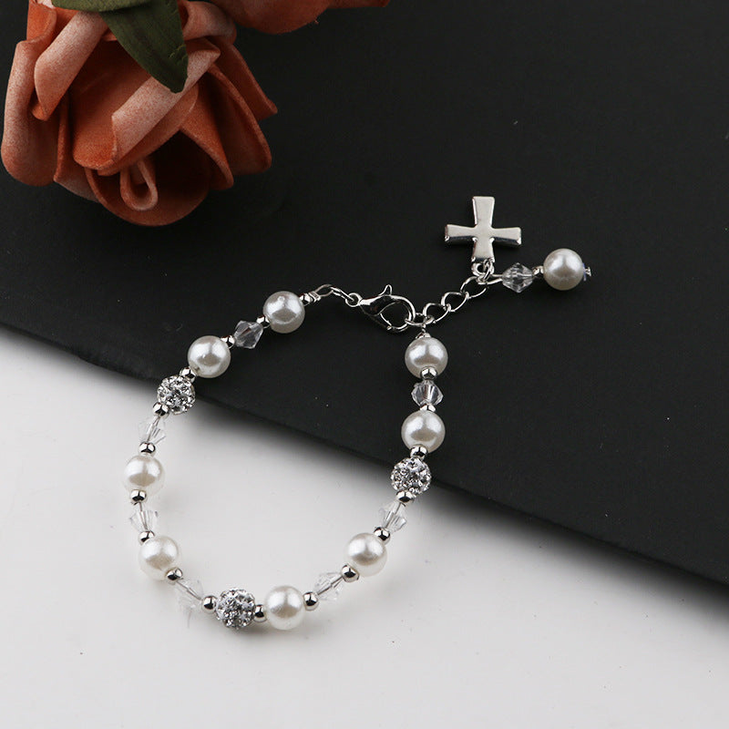 Children's Style Simple Pearl Rhinestone Ball String Lucky Beads Bracelet