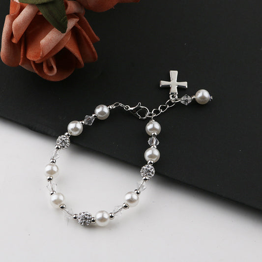 Children's Style Simple Pearl Rhinestone Ball String Lucky Beads Bracelet