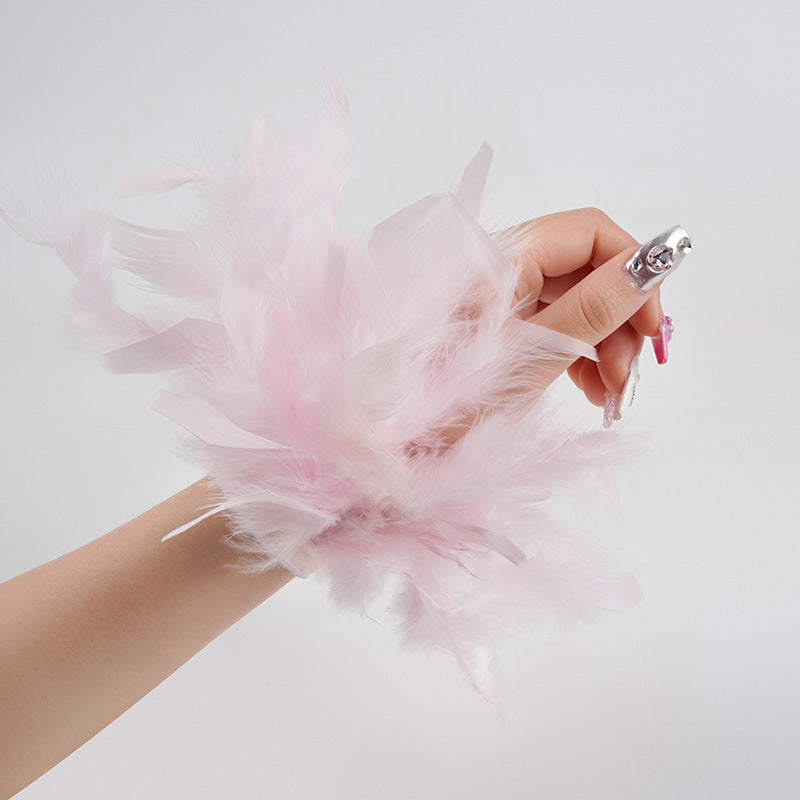 Turkey Feather Colorful Pop Hair Band Bracelet