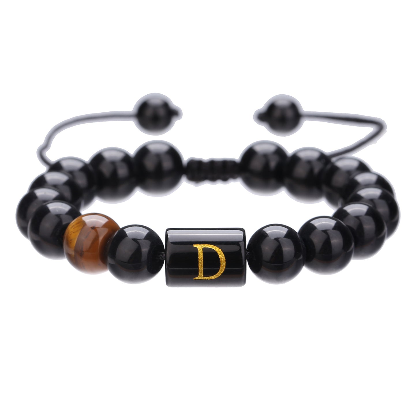 Live Streaming Black Agate Beads Male Letter Bracelets