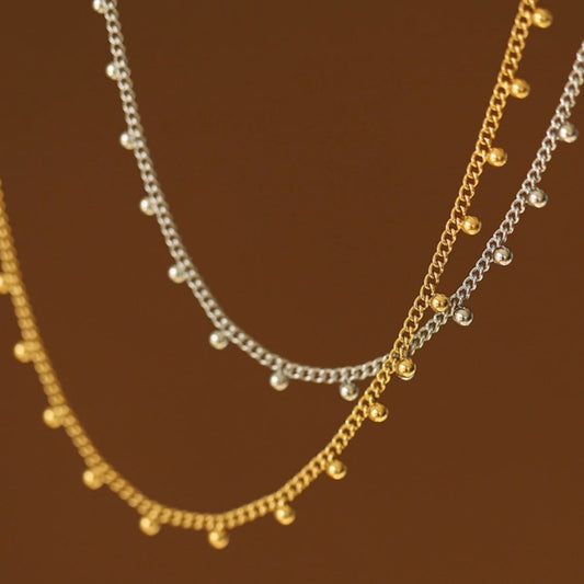 Golden Beads Beanie High Twin Clavicle Necklace