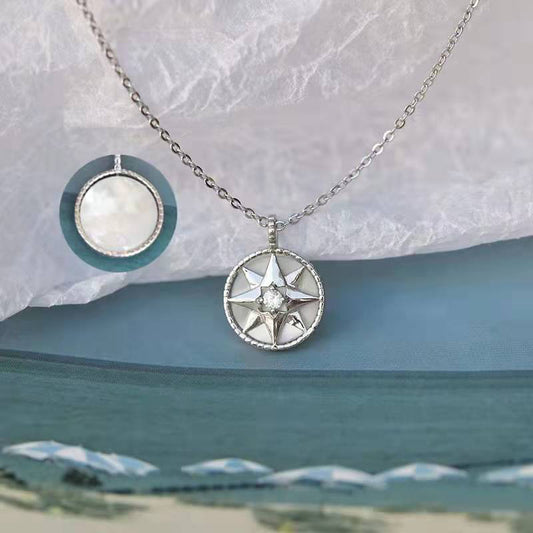 Awn Star Lucky Compass Female White Shell Necklaces