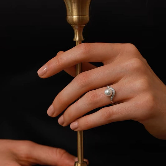 Exquisite Style Pearl Zircon Female High Sense Simple Light Ring