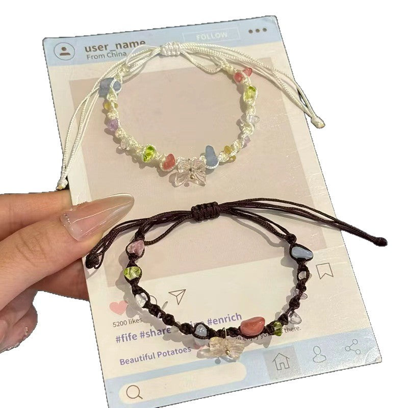 Women's Gravel For Exquisite Design High-grade Hand-woven Girlfriends Carrying Strap Bracelet