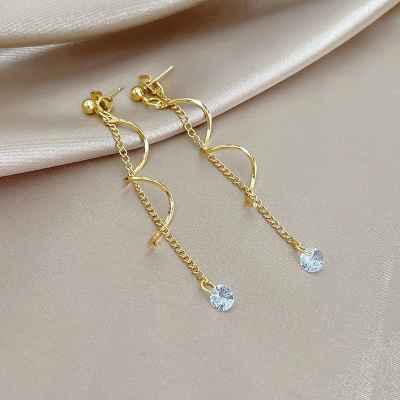 Women's Needle Long Tassel Twisted Fashion Winding Micro Earrings