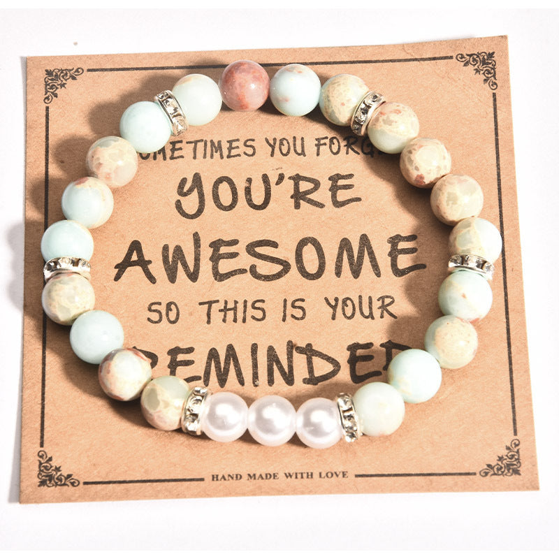 Listed Stone Pink Zebra Elastic String Imitation Bracelets