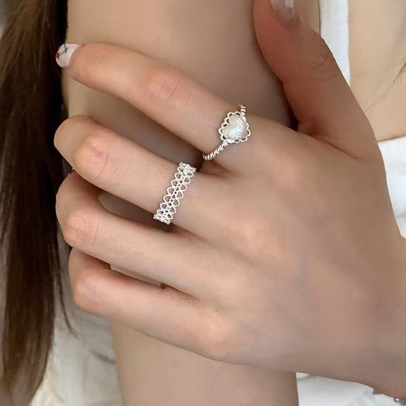 Love Heart-shaped Niche Personality High-grade Hollow Index Finger Temperament Wild Ring