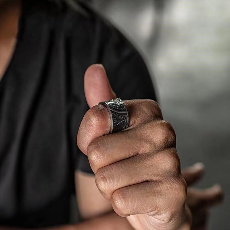 Coin Transformation Male Personality Retro With Opening Female Splendid Trendy Ring