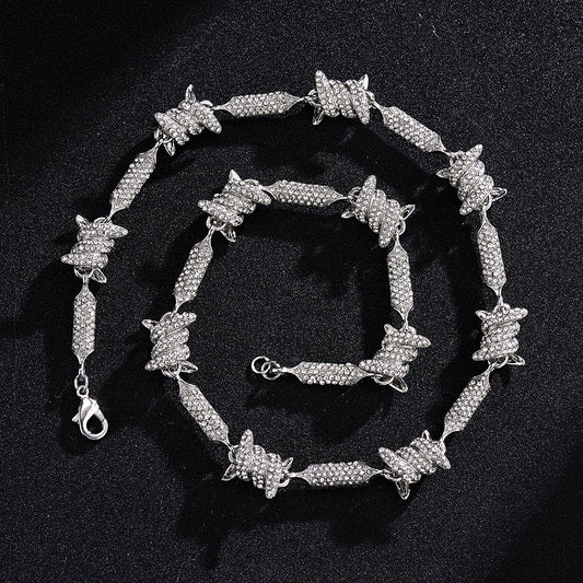 Hip Hop Irregular Three-dimensional Alloy Dense Inlaid Infinite Chain Cuban Necklace