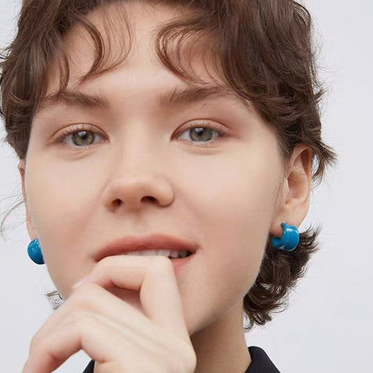 Color Enamel Minimalist Hoop Personality Fashionable Eardrops Dopamine Type Stud Earrings