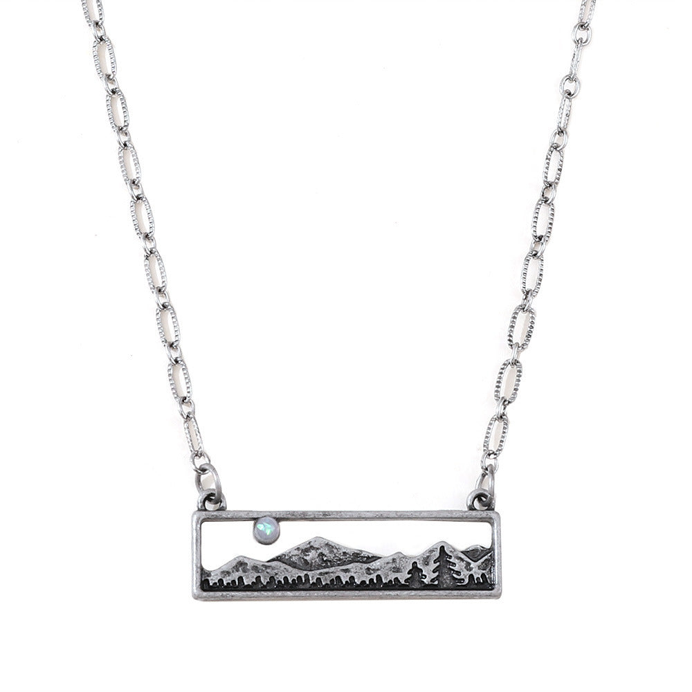 Fashion Vintage Square Turquoise Cross Boho Clavicle Pendants