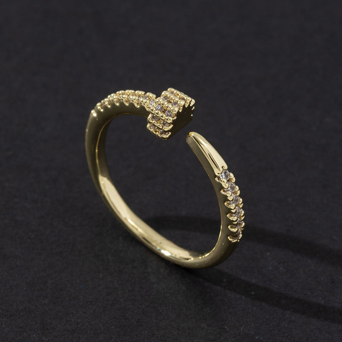 Cute Open Fashion Zircon Female Simple Ring
