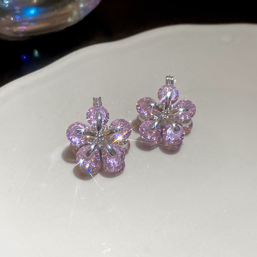 Korean Style White Zircon High-grade Simple Personalized Design Sense Earrings