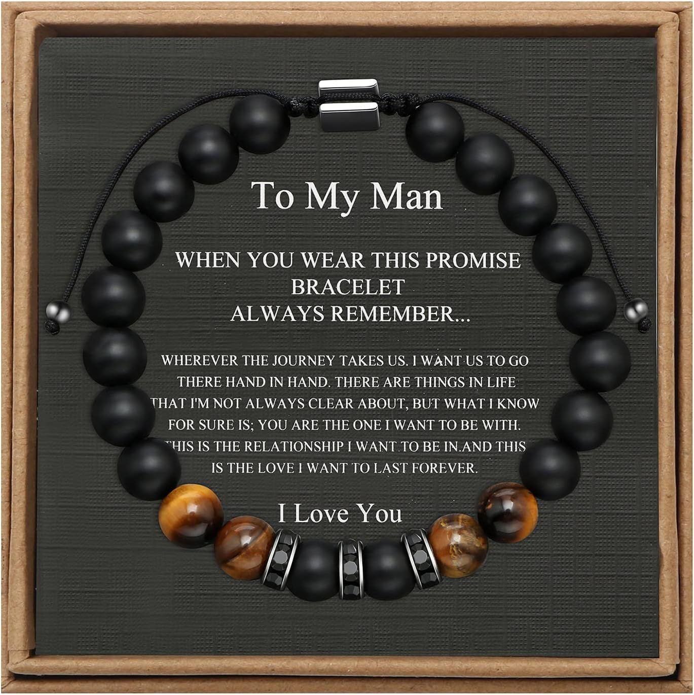 Men's Stone Tiger Eye Woven Adjustable Beaded Bracelet