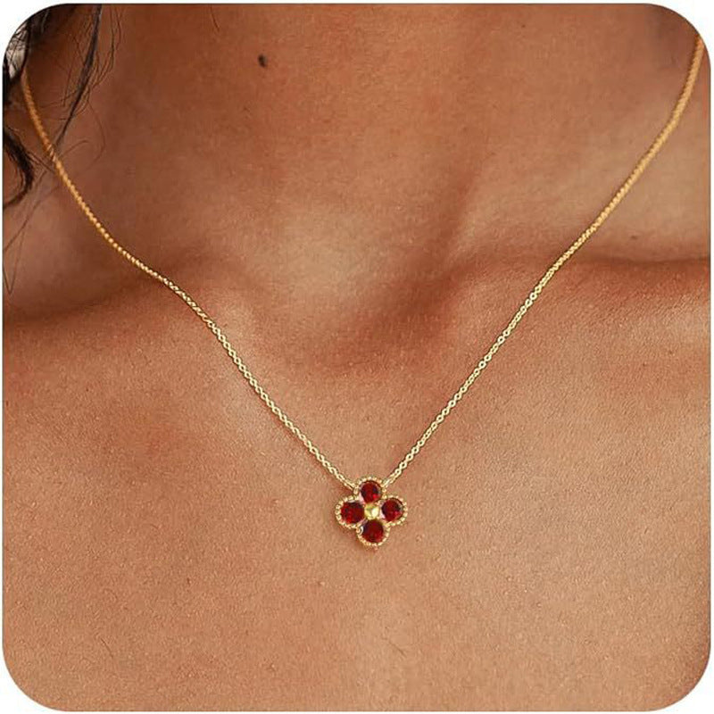 Women's Colors Four-leaf Clover Affordable Luxury Fashion Temperament Design High-grade Pendants