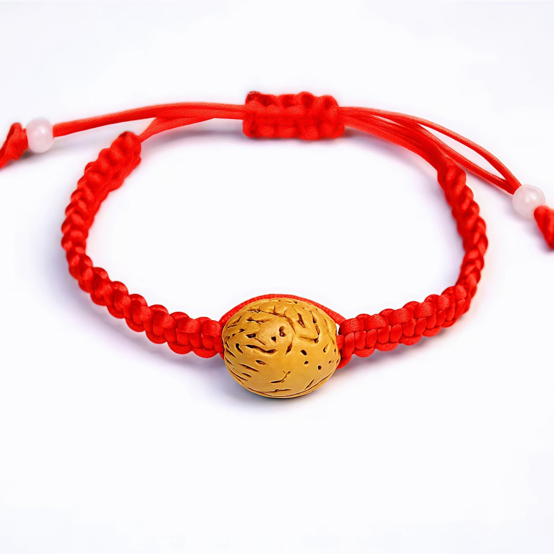 Women's & Men's Moon Peach Pit Woven Hand Strap Small Fish Red Rope Bracelet