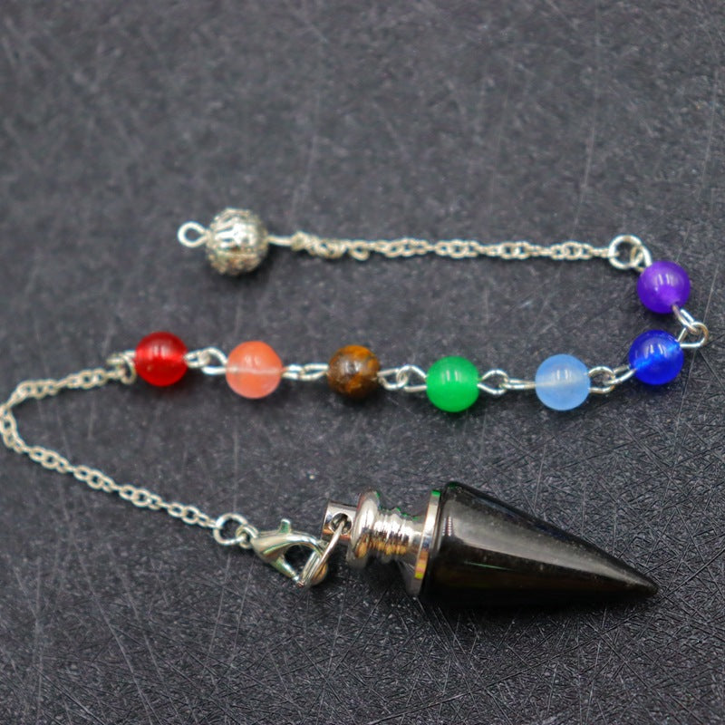 Column Pendulum Chain Natural Crystal Hexagonal Cone Pendants