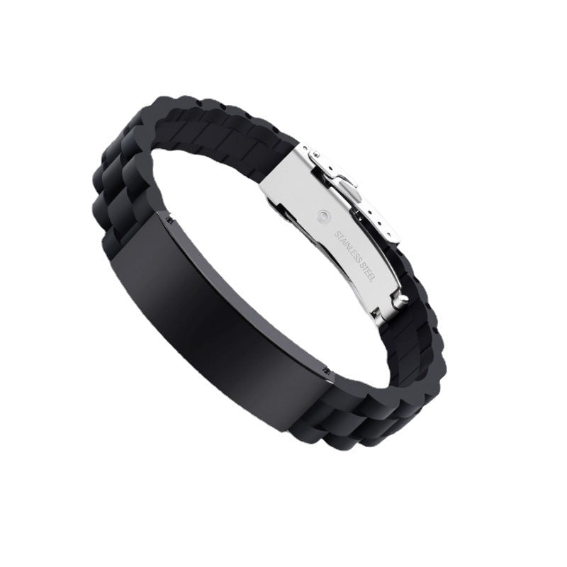 Men's Lettering Silicone Stainless Steel Trendy Bracelet