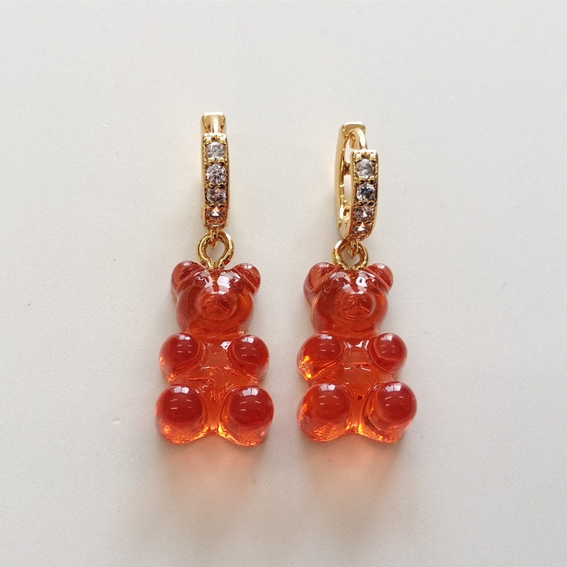 Women's Niche Bear Soft Candy Color Ear Rings