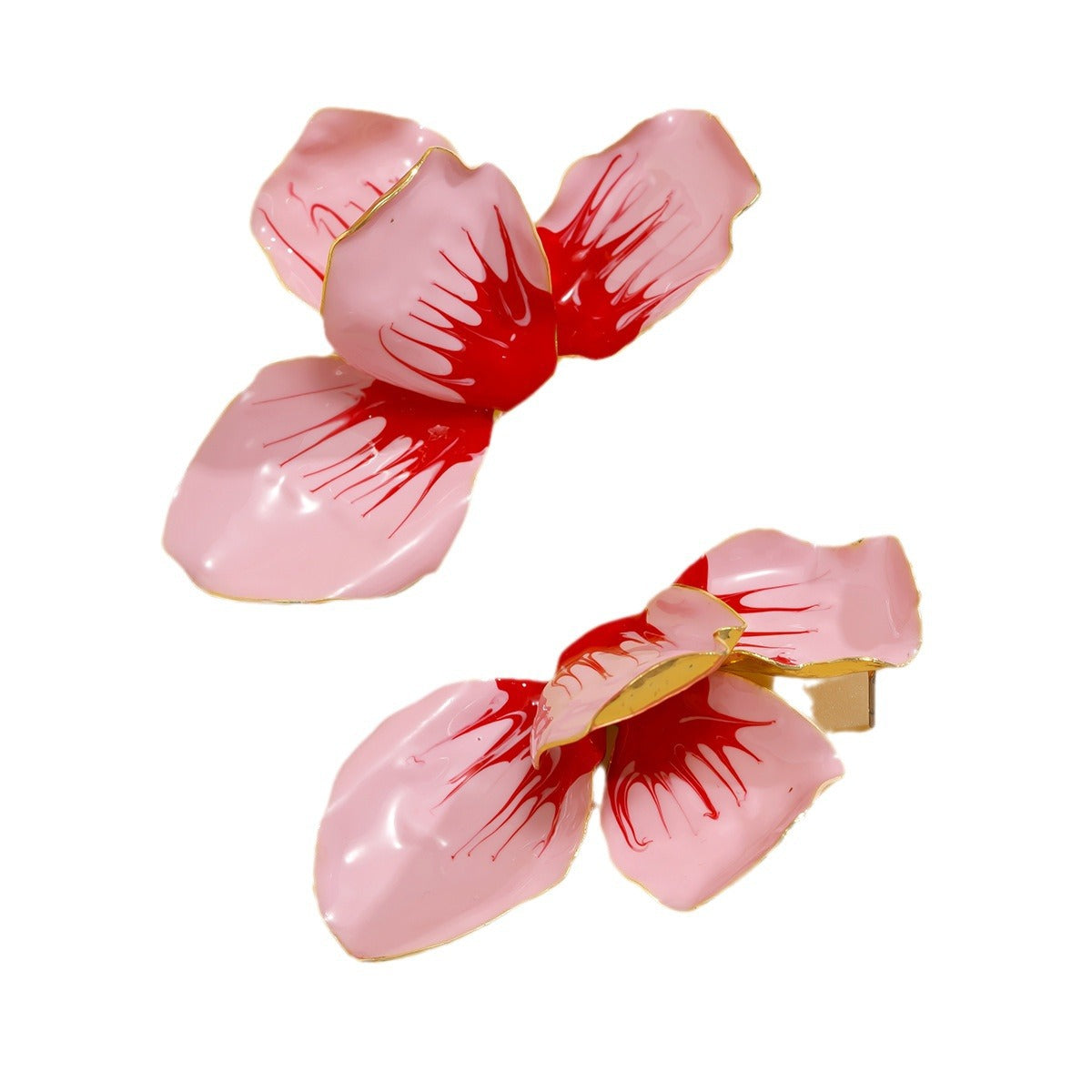 Pink Dripping Oil Petal Ear Accessory Earrings