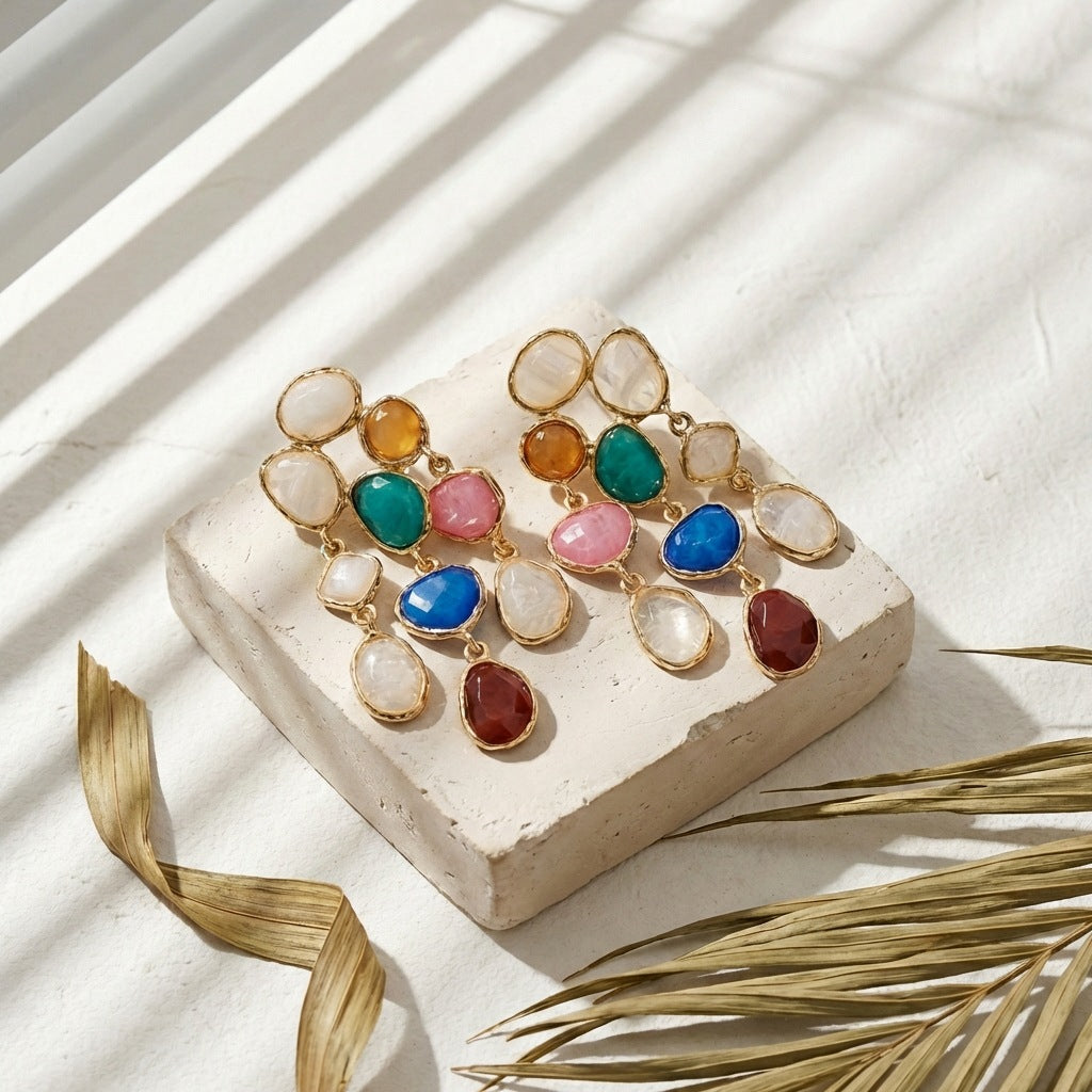 Fashion Candy Color Dopamine Colorful Crystals Rings