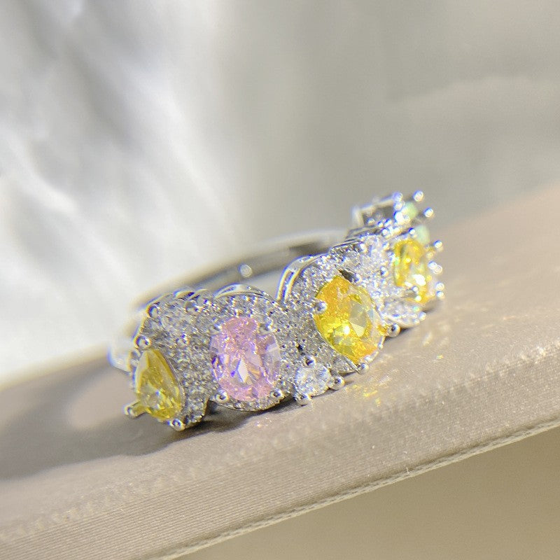 Camellia Fashion Romantic French Golden Rhinestone Gold Plated Ring