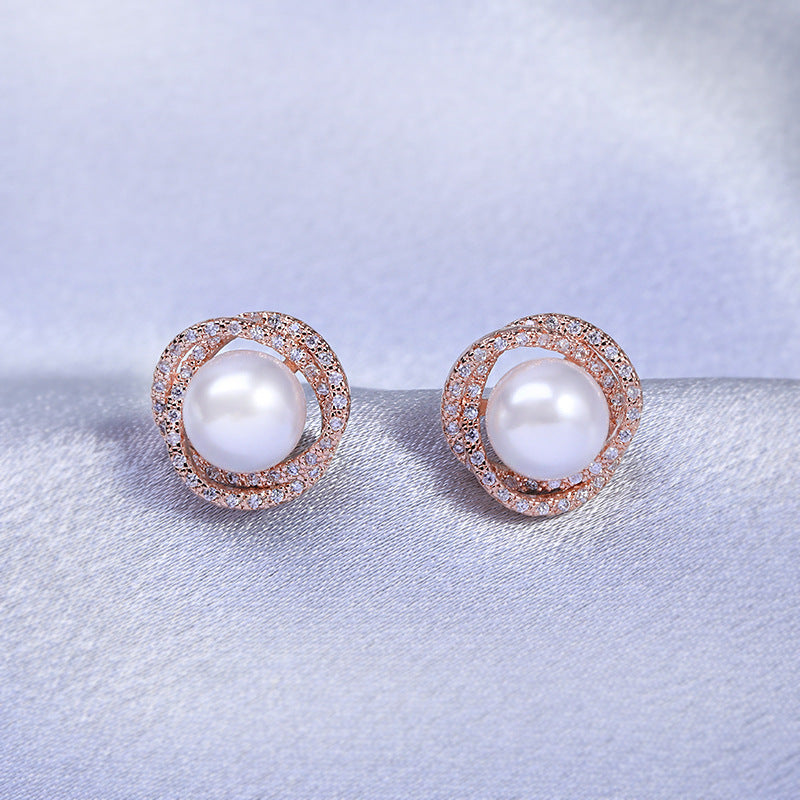 Women's Korean Style Temperament Sier Ear Pearl Fashion Earrings