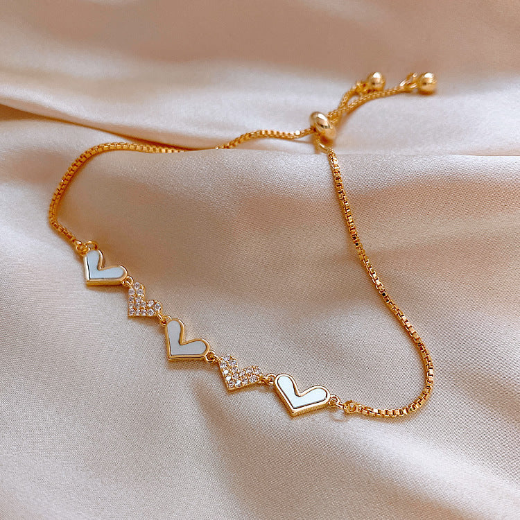 Korean Style Light Luxury Heart Female Bracelet