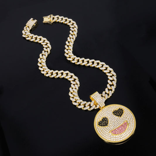 Women's & Men's Smiling Face Love Eyes Jeweled Hip Hop Pendants