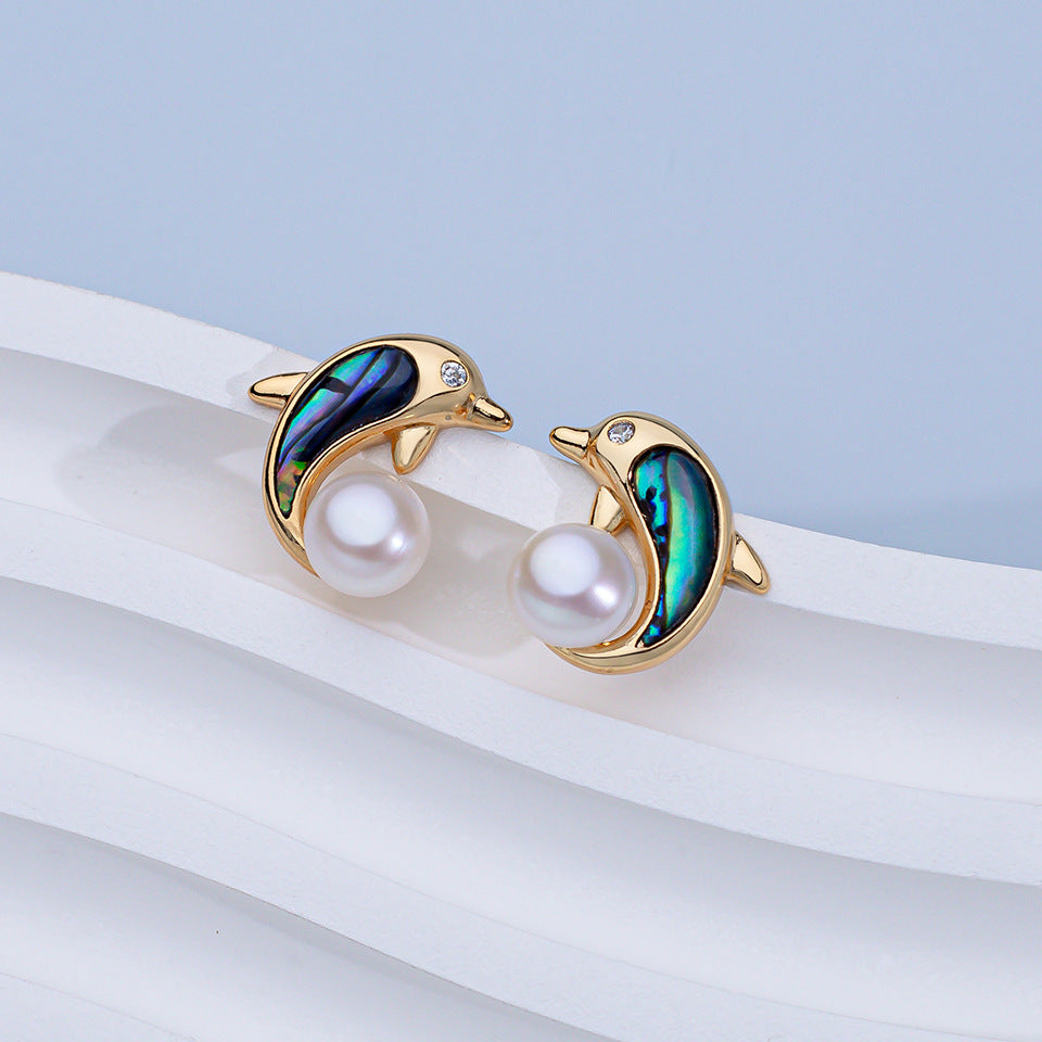 Women's Natural Freshwater Pearl Ear Sier Needle High Earrings