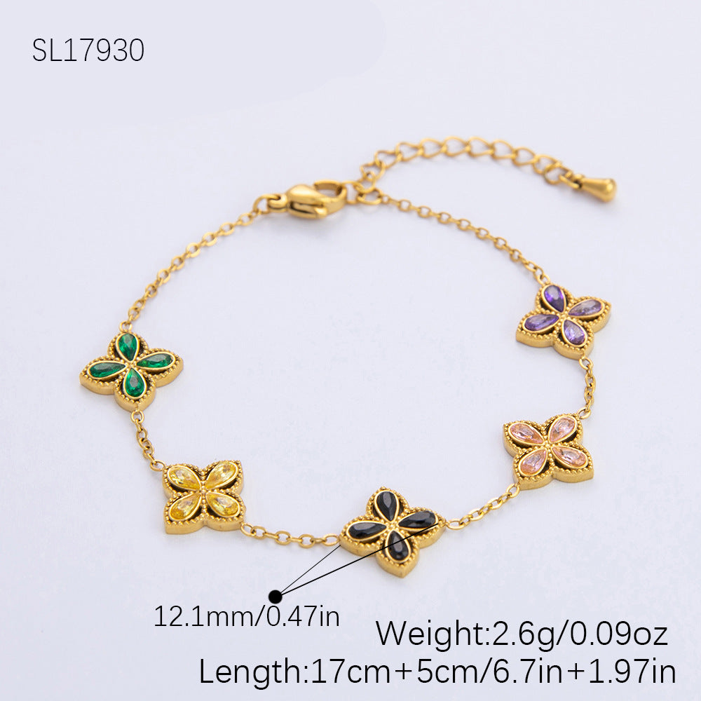 Stainless Steel Clover Gold Color High-grade Bracelets