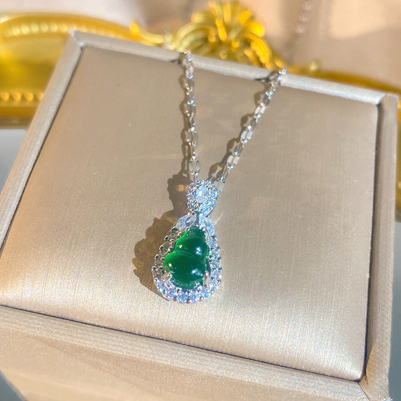 Women's Diamond Imitation Chalcedony Series Titanium Steel Exquisite High-grade Tassel Gourd Necklace