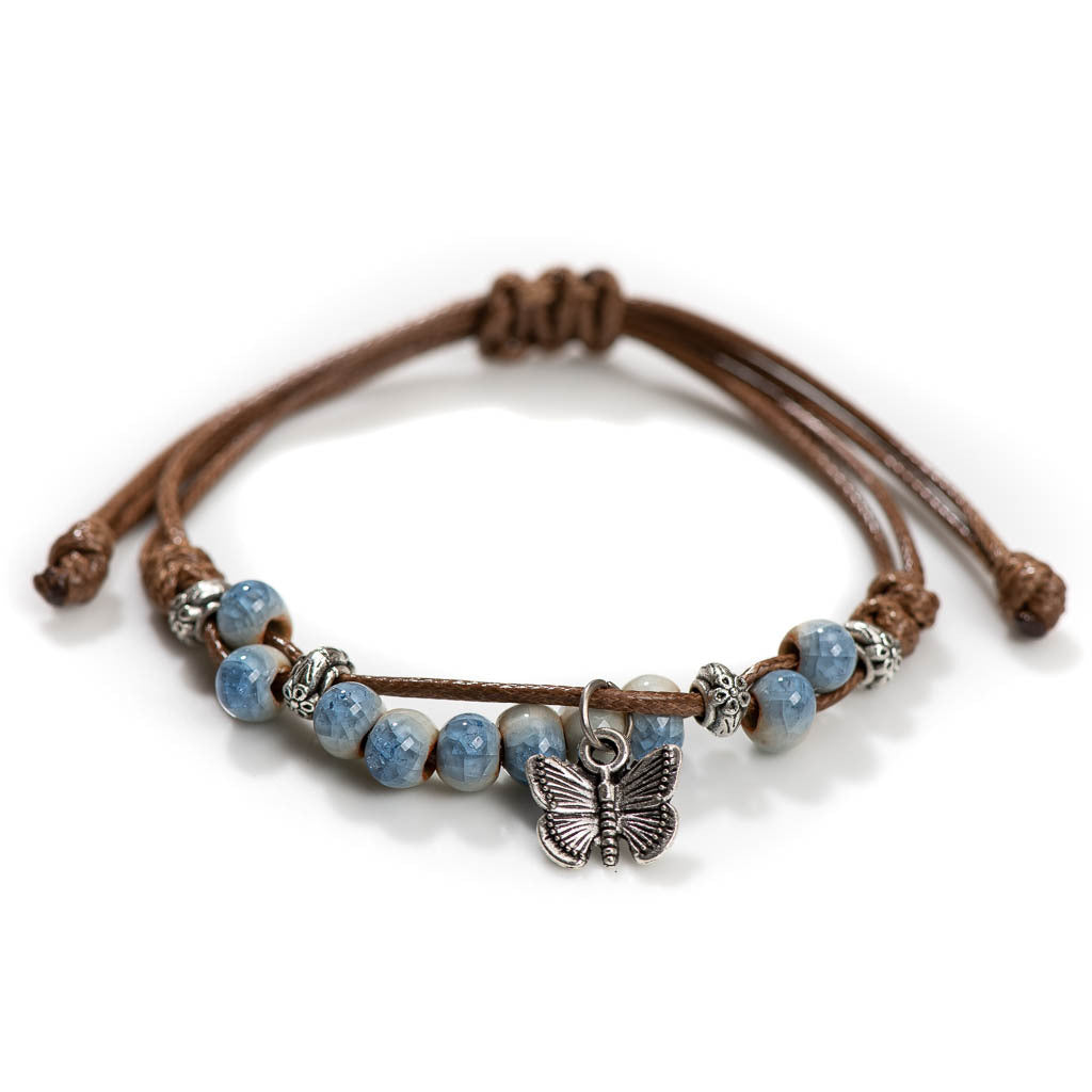 Artistic Idyllic Woven Butterfly Ceramic Female Bracelets