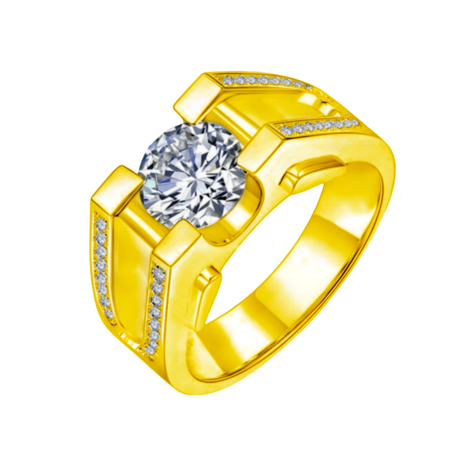 Men's Eight Hearts Arrows Imitation Moissanite Punk Rough Personality Mature Domineering Rings