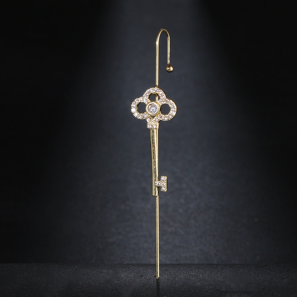 Super Fairy Copper Inlaid Zircon Temperamental Cold Style Earrings