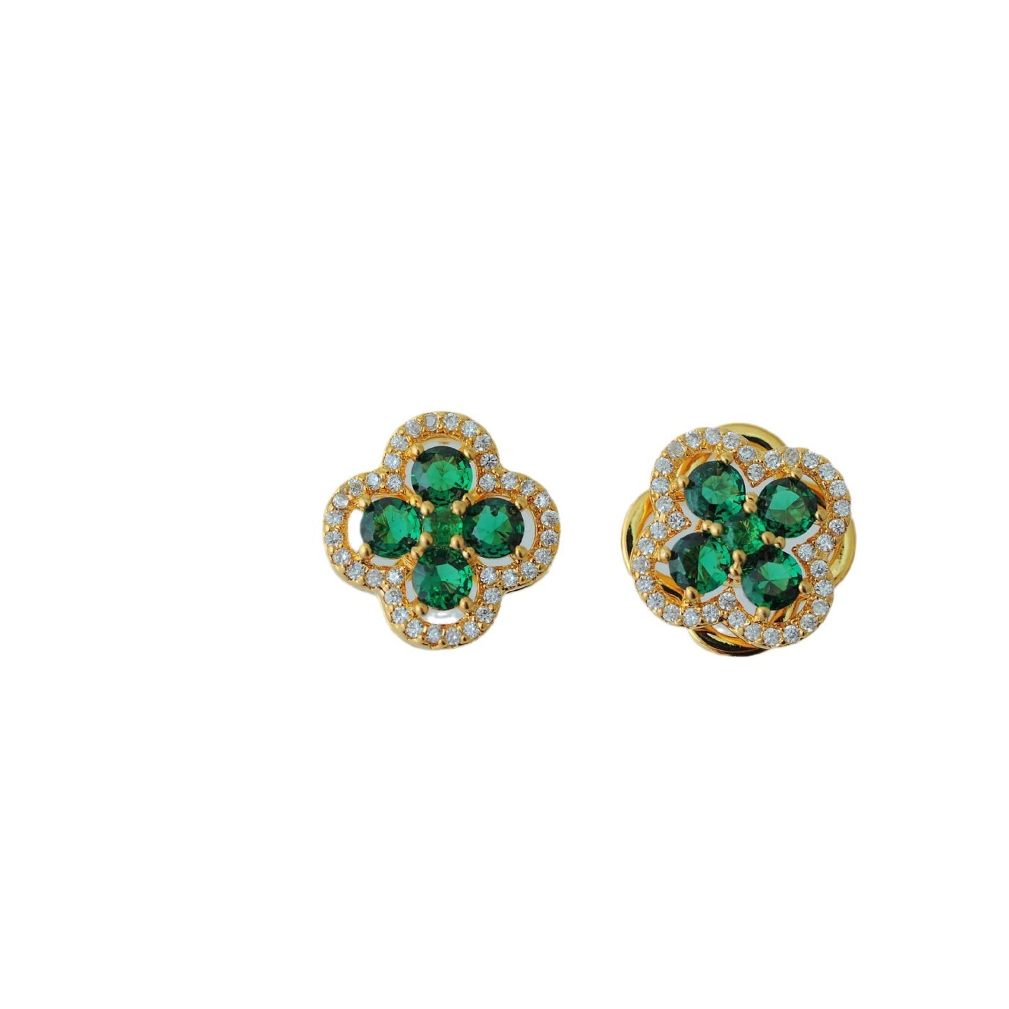 Exquisite Green Rotating Zircon Four-leaf Flower Necklaces